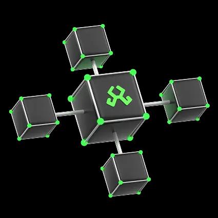 five different cubes connected together