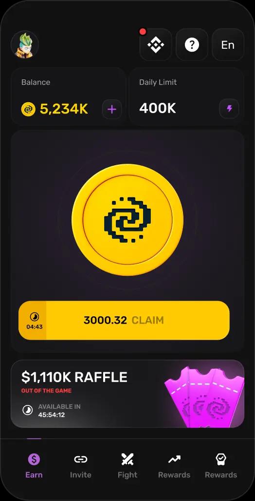 Mobile screen with rewards for claiming