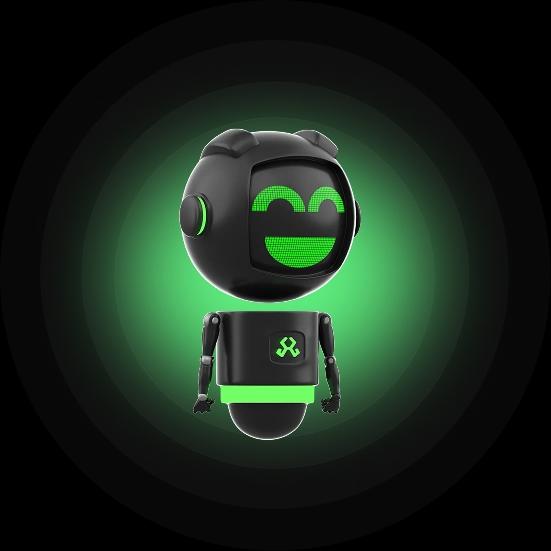 robot with a smile on the yellow background